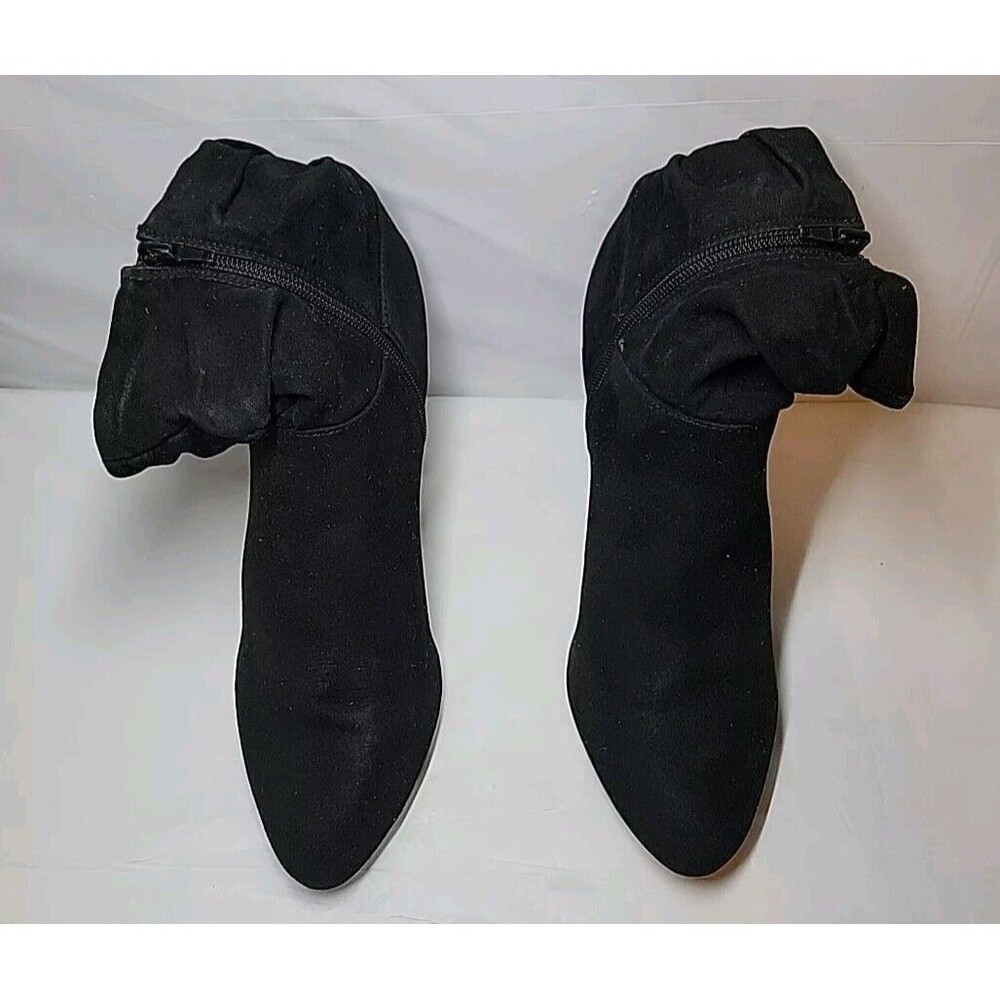 Worthington Womens Suede Booties Black Block Heel ankle Zipper Boots 10 M